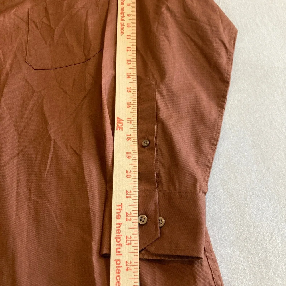 JOE Joseph‎ Abboud Mens Dress Shirt 16 32/33 Copper Brown Cotton Blend L/S